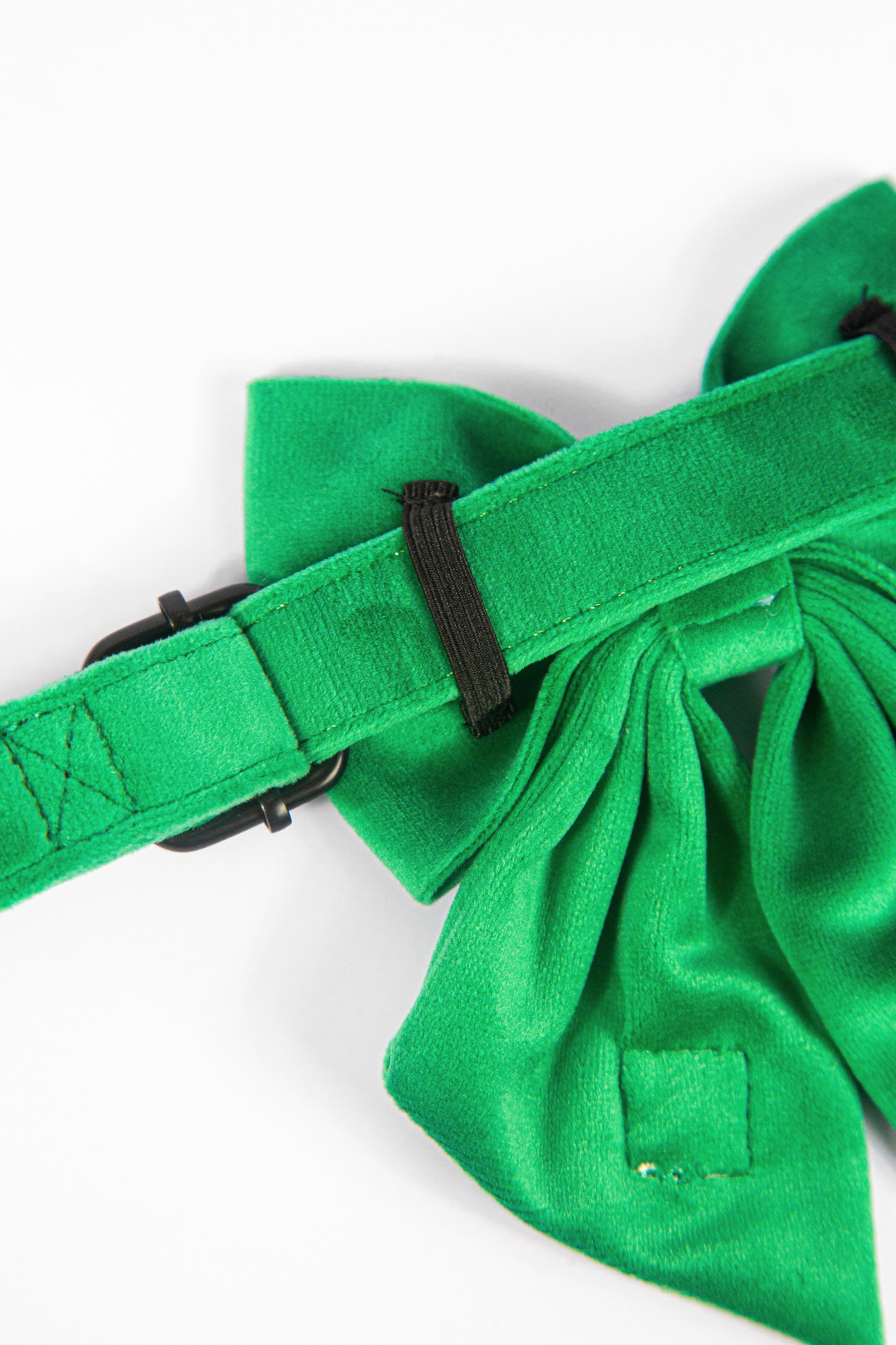Royal Green Collar + Bow Set