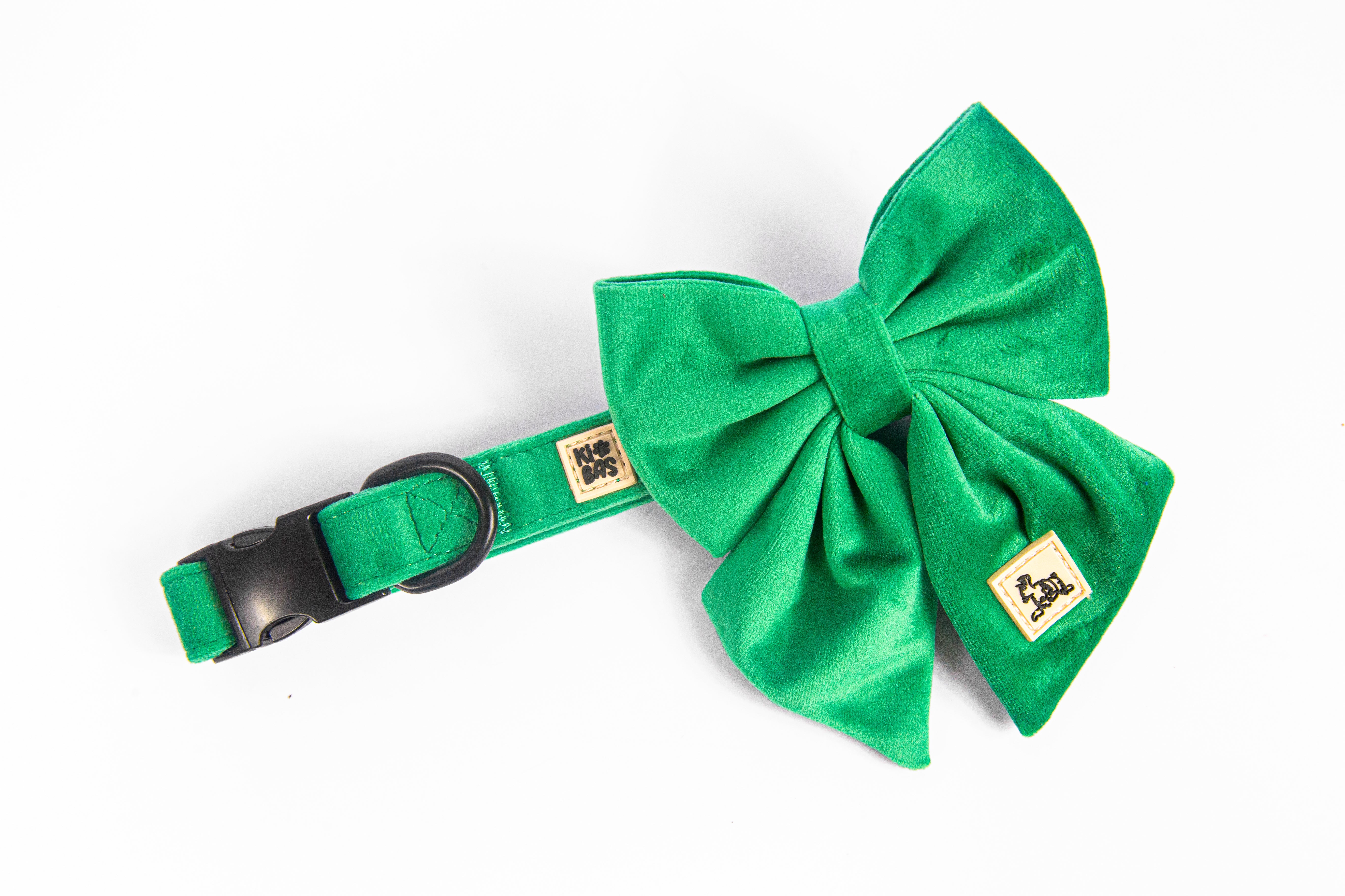 Royal Green Collar + Bow Set