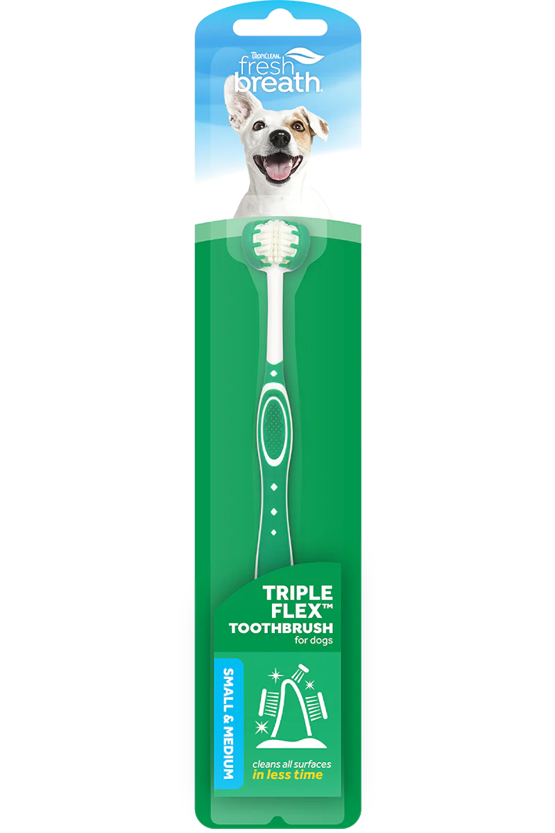 Tropiclean Fresh Breath Tripleflex Toothbrush for Small and Medium Dogs
