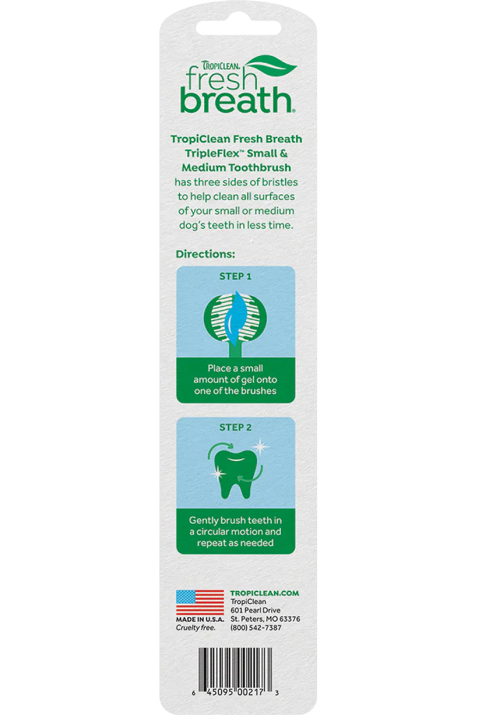 Tropiclean Fresh Breath Tripleflex Toothbrush for Small and Medium Dogs