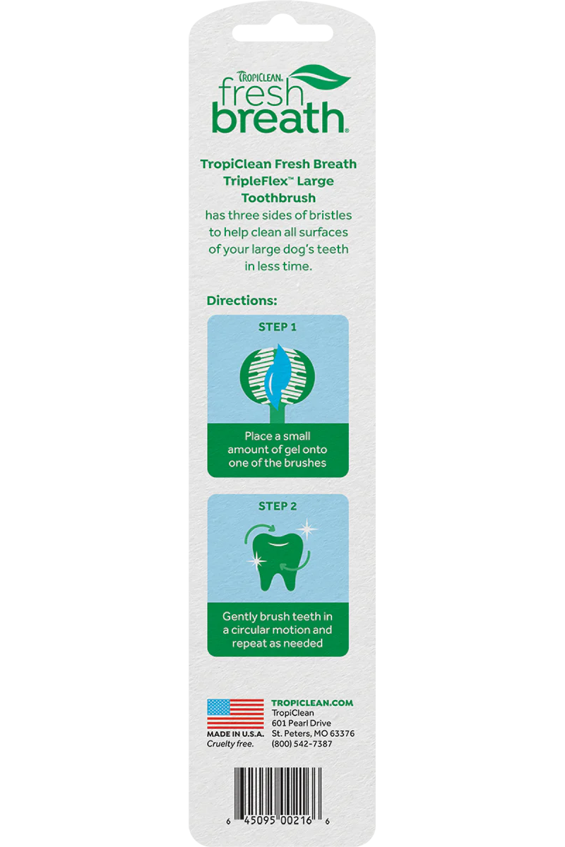Tropiclean Fresh Breath Tripleflex Toothbrush for Large Dogs